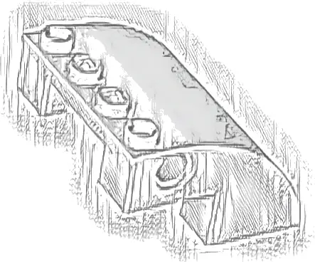 Slope, Curved 4 x 4 x 2 with 4 Studs and Pin Holes