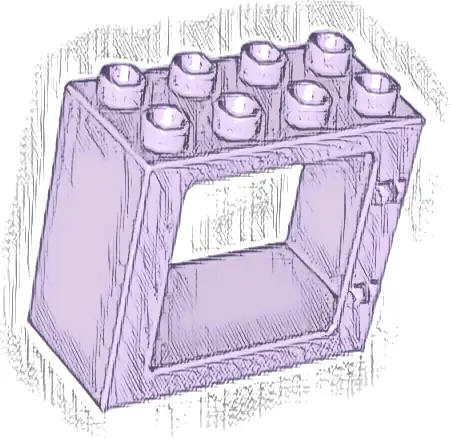 Duplo Door / Window Frame 2 x 4 x 3 Flat Front Surface, Completely Open Back