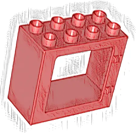 Duplo Door / Window Frame 2 x 4 x 3 Flat Front Surface, Completely Open Back