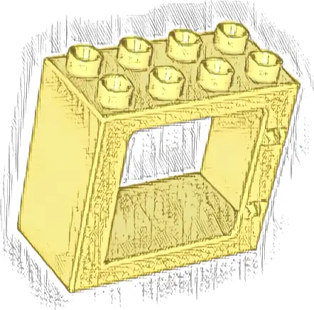 Duplo Door / Window Frame 2 x 4 x 3 Flat Front Surface, Completely Open Back