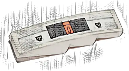 Slope, Curved 4 x 1 with Black and Orange Rectangles and Light Bluish Gray Line Pattern Model Right Side (Sticker) - Set 76989