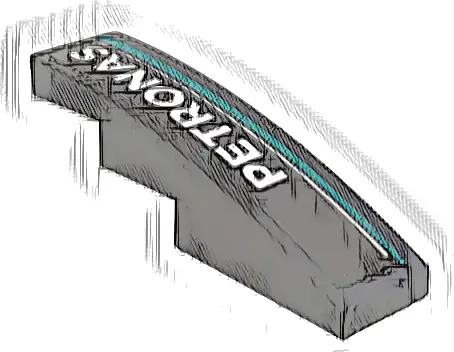 Slope, Curved 4 x 1 with White 'PETRONAS', Silver and Dark Turquoise Lines Pattern Model Right Side (Sticker) - Set 76909
