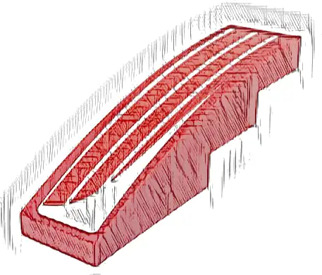 Slope, Curved 4 x 1 with 3 White Lines and Curved Corner Pattern Model Left Side (Sticker) - Set 76916