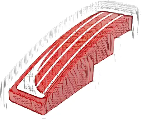 Slope, Curved 4 x 1 with 3 White Lines and Curved Corner Pattern Model Right Side (Sticker) - Set 76916