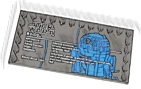 Tile, Modified 6 x 12 with Studs on Edges with Star Wars Logo and 'R2-D2' Pattern