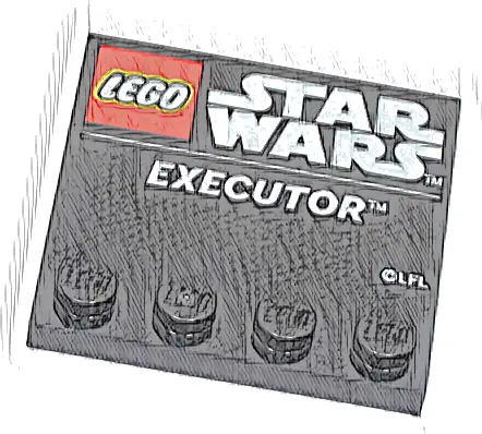 Tile, Modified 4 x 4 with Studs on Edge with LEGO Star Wars Logo and White 'EXECUTOR' Pattern