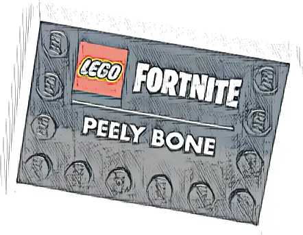 Tile, Modified 4 x 6 with Studs on Edges with LEGO Fortnite Logo and 'PEELY BONE' Pattern