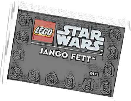 Tile, Modified 4 x 6 with Studs on Edges with LEGO Star Wars Logo and White 'JANGO FETT' Pattern