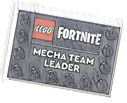 Tile, Modified 4 x 6 with Studs on Edges with LEGO Fortnite Logo and 'MECHA TEAM LEADER' Pattern