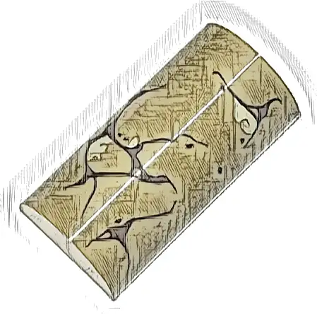 Slope, Curved 2 x 4 Double with Groove with Dark Brown and Tan Cracks (Cracked Walls) Pattern