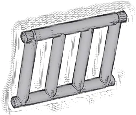 Bar 1 x 4 x 3 Grille with End Protrusions