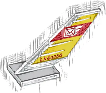 Tail Shuttle with Airmail Letter Logo and 'LK60250' Pattern on Both Sides