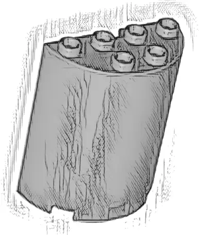 Cylinder Half 2 x 4 x 4