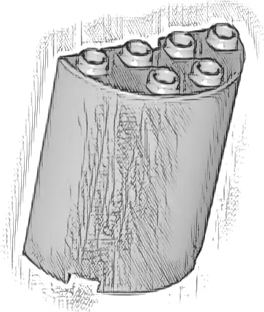 Cylinder Half 2 x 4 x 4