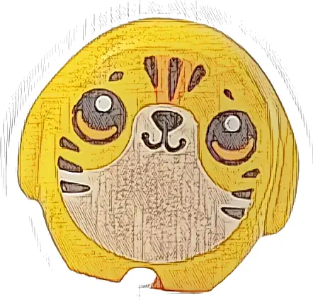 Minifigure, Utensil Pillow Plush Toy with Tiger with Black Nose, Mouth and Stripes, Orange Eyes and Forehead, White Stomach Pattern