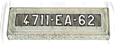 Tile 1 x 3 with License Plate '4711-EA-62' Pattern (Sticker) - Set 76911