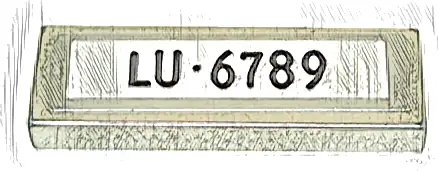 Tile 1 x 3 with License Plate 'LU·6789' Pattern (Sticker) - Set 76911