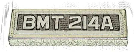 Tile 1 x 3 with License Plate 'BMT 214A' Pattern (Sticker) - Set 76911