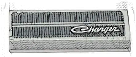 Tile 1 x 3 with Black Vehicle Grille and 'Charger' Pattern (Sticker) - Set 76912