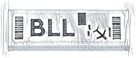 Tile 1 x 3 with Luggage Tag with Black 'BLL', Barcodes, Rectangle and Airplane Pattern (Sticker) - Set 40817