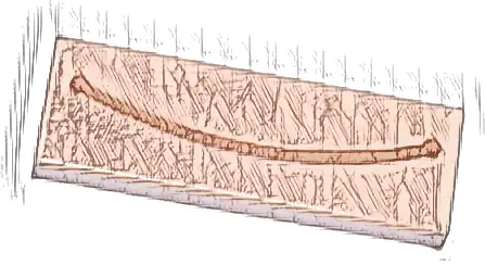 Tile 1 x 3 with Medium Nougat Curved Line Pattern (Super Mario Closed Mouth Smile)
