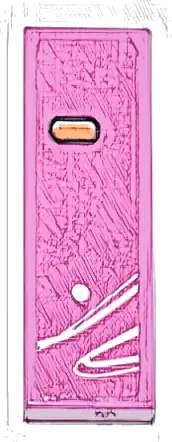 Tile 1 x 3 with White Curved Lines and Dot and Orange Blinker Pattern Model Left Side (Sticker) - Set 77241