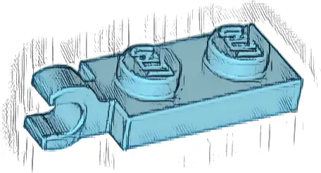 Plate, Modified 1 x 2 with Clip on End (Horizontal Grip)