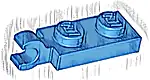 Płytka, Zmodyfikowana 1 x 2 z Klamrą na Końcu (Poziomy Uchwyt)