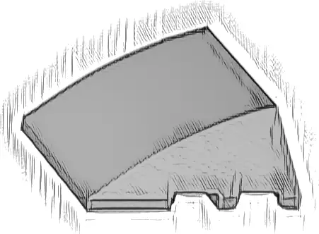 Wedge 4 x 3 Triple Curved No Studs