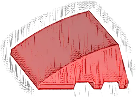 Wedge 4 x 3 Triple Curved No Studs