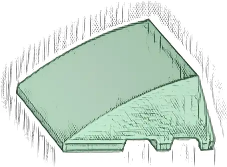 Wedge 4 x 3 Triple Curved No Studs