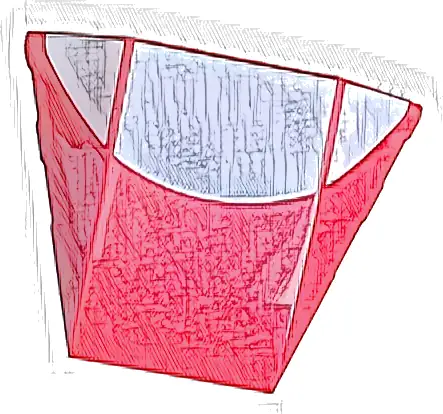 Wedge 4 x 3 Triple Curved No Studs with White Half Circle from Side to Side Pattern