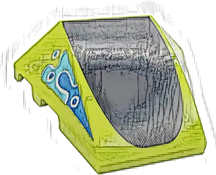 Wedge 4 x 3 Triple Curved No Studs with Black Parabolic Top, Blue and Medium Azure Triangular Squiggles with White Circles Pattern