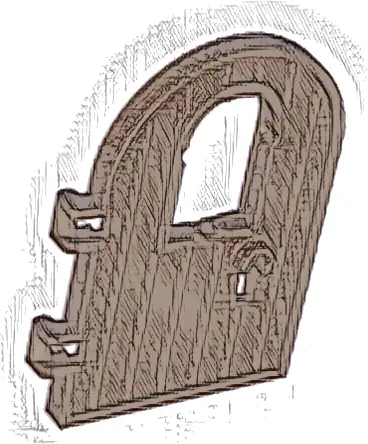 Door 1 x 4 x 6 Round Top with Window and Keyhole, Reinforced Edge