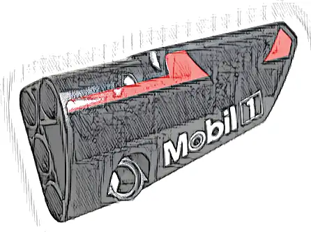 Technic, Panel Fairing # 4 Small Smooth Long, Side B with White Mobil 1 Logo and Red Stripe Pattern (Sticker) - Set 42096