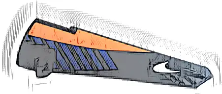 Technic, Panel Fairing # 6 Long Smooth, Side B with Blue Diagonal Stripes, Orange Panel and White McLaren Logo Pattern (Sticker) - Set 42141