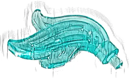 Minifigure, Plume Feather Triple Compact / Flame / Water with Small Pin