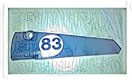 Technic, Panel Fairing # 5 Long Smooth, Side A with '83' in White Circle Pattern (Sticker) - Set 41999