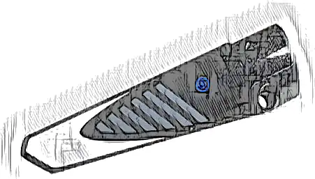 Technic, Panel Fairing # 5 Long Smooth, Side A with Gray Stripes, Blue Circles and White Pattern (Sticker) - Set 42096