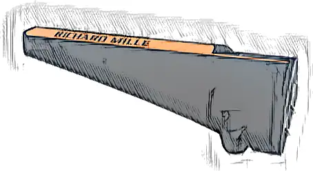 Technic, Panel Fairing # 5 Long Smooth, Side A with Black 'RICHARD MILLE' on Orange Stripe Pattern (Sticker) - Set 42141