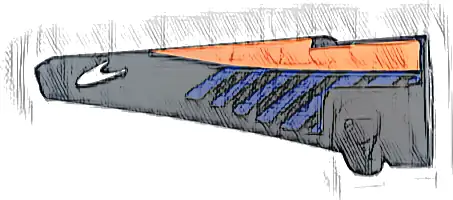 Technic, Panel Fairing # 5 Long Smooth, Side A with Blue Diagonal Stripes, Orange Panel and White McLaren Logo Pattern (Sticker) - Set 42141