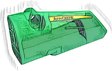 Technic, Panel Fairing # 3 Small Smooth Long, Side A with Black 'JOHN DEERE' on Yellow Stripe and Black Air Vents Pattern (Sticker) - Set 42136