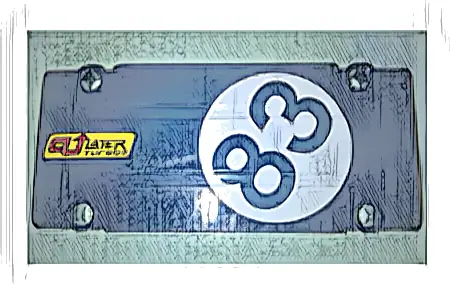 Technic, Panel Plate 5 x 11 x 1 with 'C U LATER TURBOS' and '83' in White Circle Pattern Model Left Side (Stickers) - Set 41999