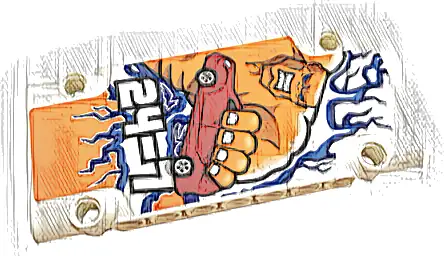 Technic, Panel Plate 5 x 11 x 1 with Red Car, Blue and Dark Azure Lightning and White '24-7' Pattern Model Right Side (Sticker) - Set 42128