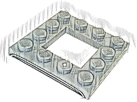 Plate, Modified 4 x 4 with 2 x 2 Open Center with Black and Silver Aston Martin DB5 Grille Pattern