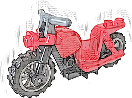 Motorcycle Chopper with Black Frame, Flat Silver Wheels, and Dark Bluish Gray Handlebars