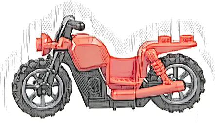 Motorcycle Chopper with Black Frame, Flat Silver Wheels, and Black Handlebars