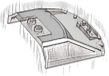 Windscreen 6 x 6 x 1 1/3 Straight Sides with White Lamborghini Countach Roof Pattern