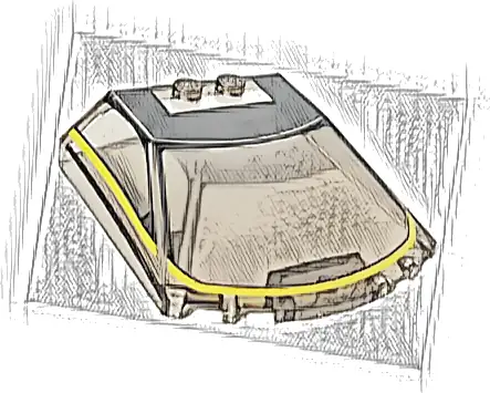 Windscreen 6 x 6 x 1 1/3 Straight Sides with Black Roof with Yellow Stripe Pattern