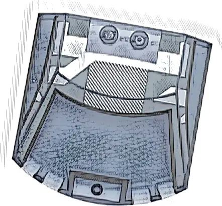 Windscreen 6 x 6 x 1 1/3 Straight Sides with Black and Dark Bluish Gray Window Frame Outline, Roof, and Silver Stripes Pattern